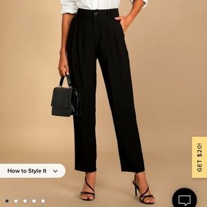 Lulus Strictly Business Black High Waisted Trouser Pants